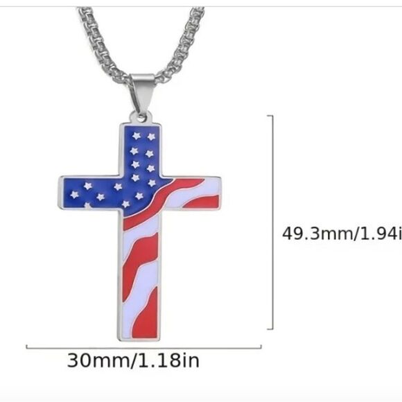 Men's cross necklace New b23 - Picture 2 of 2